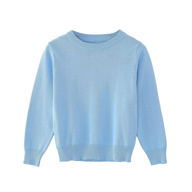 Chandail pour Enfants Tricoté à Col Rond, Chandail Uni Garçons Filles
