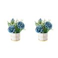 thumbnail image 1 of kurtrusly Artificial Flowers With Vase Add Of Color And Style To Any Room Indoor rose blue 2Set, 1 of 6