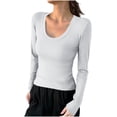 thumbnail image 1 of Lmnyox T-Shirt à Col Rond pour Femmes Manches Longues Décontracté Mode Basique Automne Hiver, 1 of 4