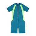 thumbnail image 4 of Aislor Kids Big Girls Zippered Swimsuit Swimwear Bathing Suit Rash Guard Shorty Sun Protection Wetsuit Sky Blue 12, 4 of 7