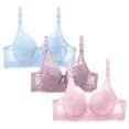 thumbnail image 1 of Pisexur 3PC Bras for Women Comfy Breathable Lace Wireless Bras for Women High Support Lift Push Up Bra No Underwire Full Coverage Everyday Bra Plus Size Bra for Large Bust, 1 of 2