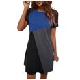 thumbnail image 2 of Robes pour Femmes 2024 Été Oversize Loisirs Dentelle Manches Courtes Col Rond Couleurs Contrastantes Robes Rabais de 50 % Liquidation!, 2 of 6