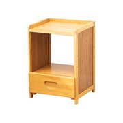 Beige Bamboo Nightstand Bedside Table With Drawer Narrow Storage Cabinet For Small Spaces 15.75X11.02X9.84 Inches Modern End Table For Bedroom Living Room 5.31 Lbs