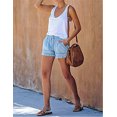 thumbnail image 3 of EYIIYE Women Washed Denim Shorts Casual Drawstring Elastic Waist Loose Shorts, 3 of 5