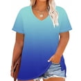 thumbnail image 4 of Womens Short Shorts V-Neck Short Sleeve Printing Base Shirt for Women, Plus Size Casual Top Imitation Rack, 4 of 9