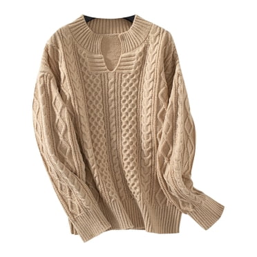 Timegard Women's Sweaters Long Sleeve V Neck Pullover 2024 Fall Fashion Solid Color Chunky Knitted Tops