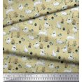 thumbnail image 3 of Soimoi Beige Poly Georgette Fabric Mushroom,Oaknut & Rabbit Animal Printed Craft Fabric by The Yard 42 Inch Wide, 3 of 3
