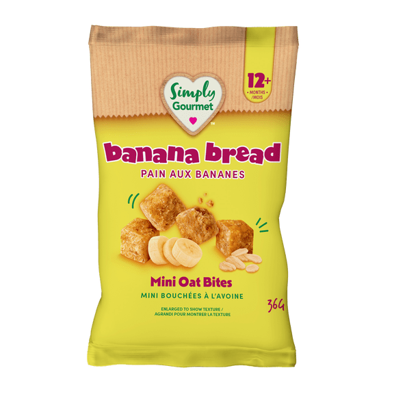 Mini bouchées d'avoine au pain aux bananes | Goûter moelleux sans gluten pour les tout-petits de 12 mois et plus | Sans sucre ajouté | Par les créateurs de Baby Gourmet