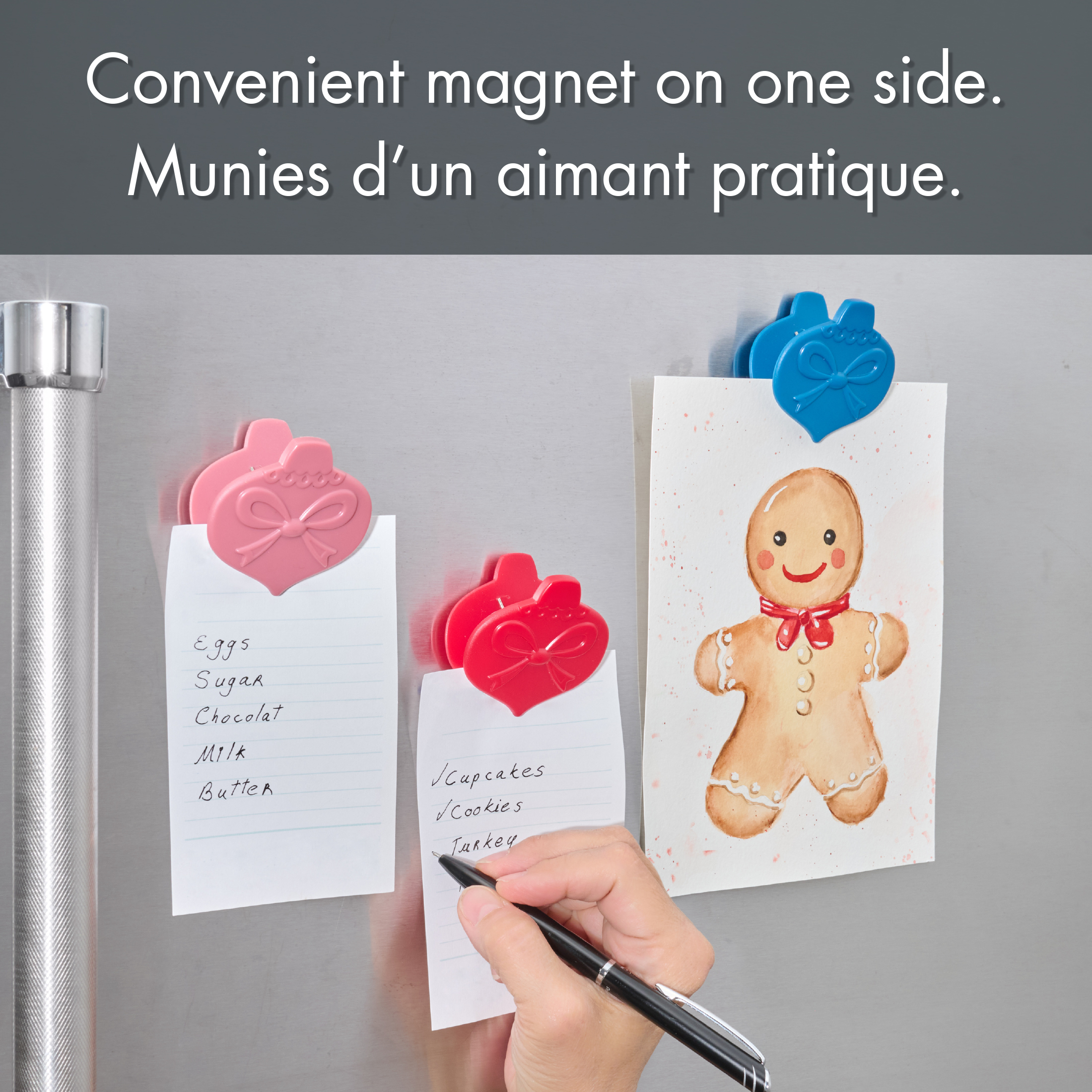 3-Pack Holiday Time Magnetic Bag Clips, Ornament Shape