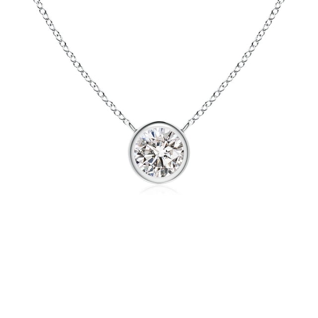 Angara Collier en Diamant Naturel - Collier Solitaire en Diamant Rond Serti Clos en Platine pour Femmes