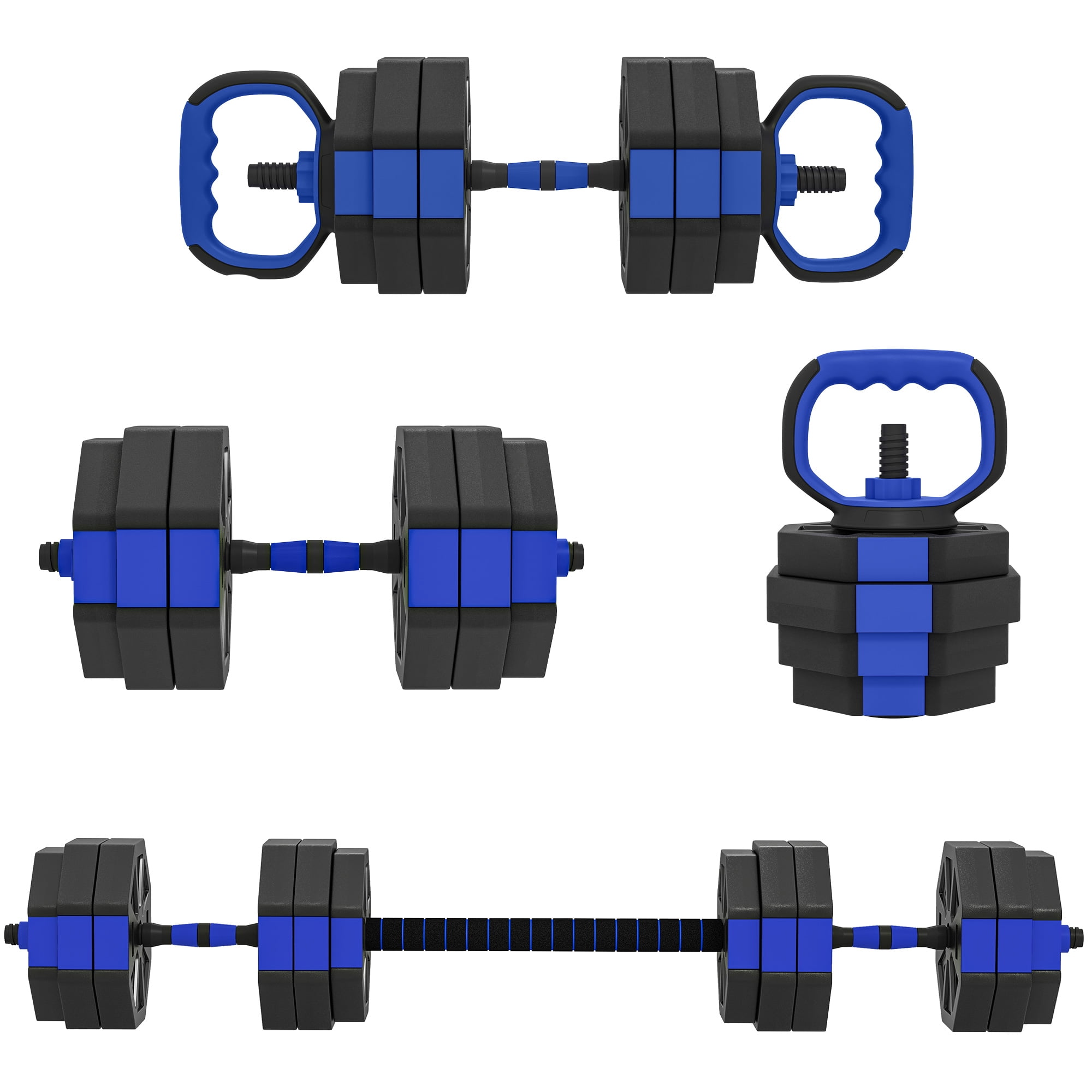 Soozier 6-in-1 Adjustable Dumbbell Set, 66lbs Free Weights Set, Blue