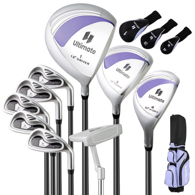 Costway Ladies Womens Complete Golf Clubs Set 10 Pieces Includes Alloy Driver Purple