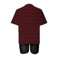 thumbnail image 4 of Mikilon Ensemble Élégant pour Femmes 2 Pcs Mode Décontractée Rayé Imprimé Col Rond Épaule Tombante Short Ensemble Deux Pièces Rouge-A L, 4 of 4