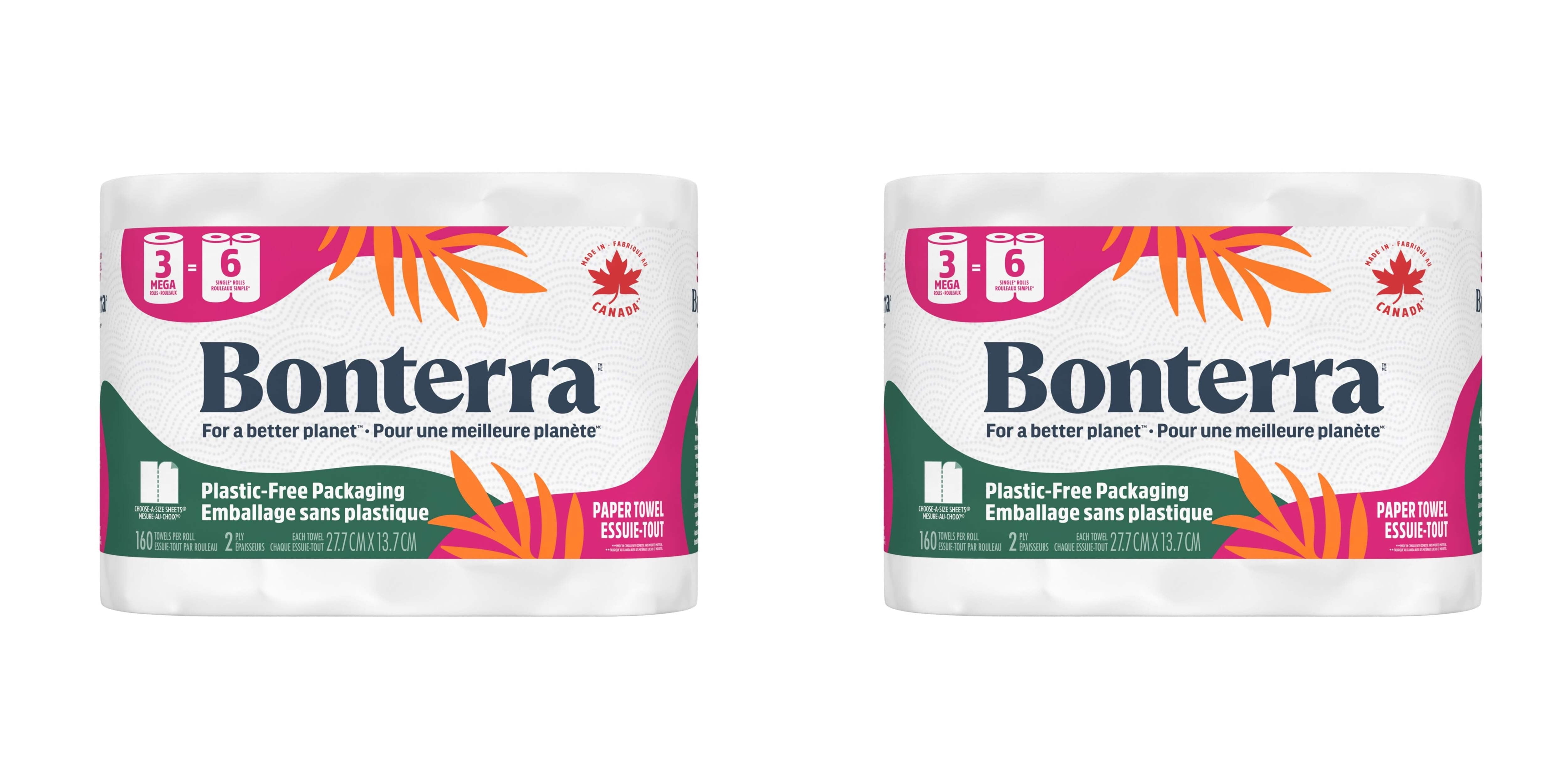 Bonterra Double Roll Paper Towel, 2-ply, 3-pk - 2 PACKS