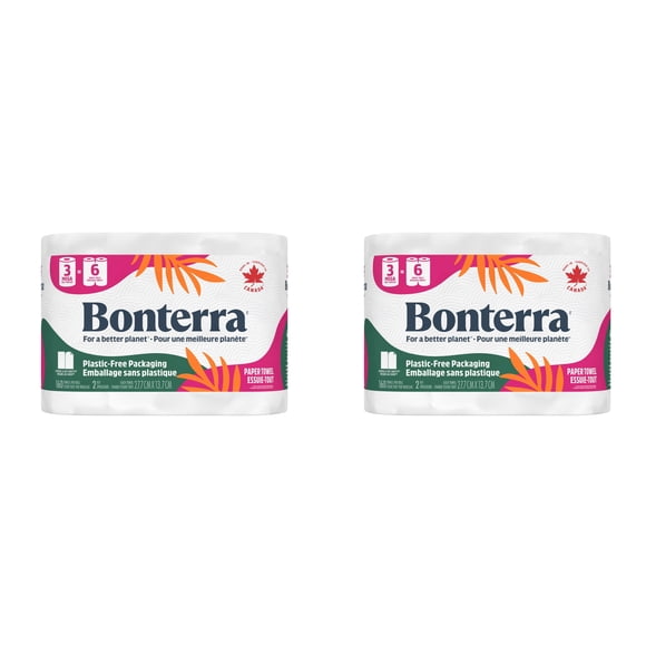 Bonterra Double Roll Paper Towel, 2-ply, 3-pk - 2 PACKS