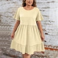 thumbnail image 4 of Weiqiqre Robes d'Été pour Femmes Décontractées Amples Mignonnes à Volants Manches Courtes Fluides Mini-Robe Robe d'Été, 4 of 8