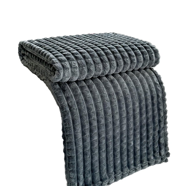 Dark Grey 79X71 Inch Flannel Blanket, Soft & Warm, Solid Color, For Sofa & Bed, All-Season Use, Machine Washable