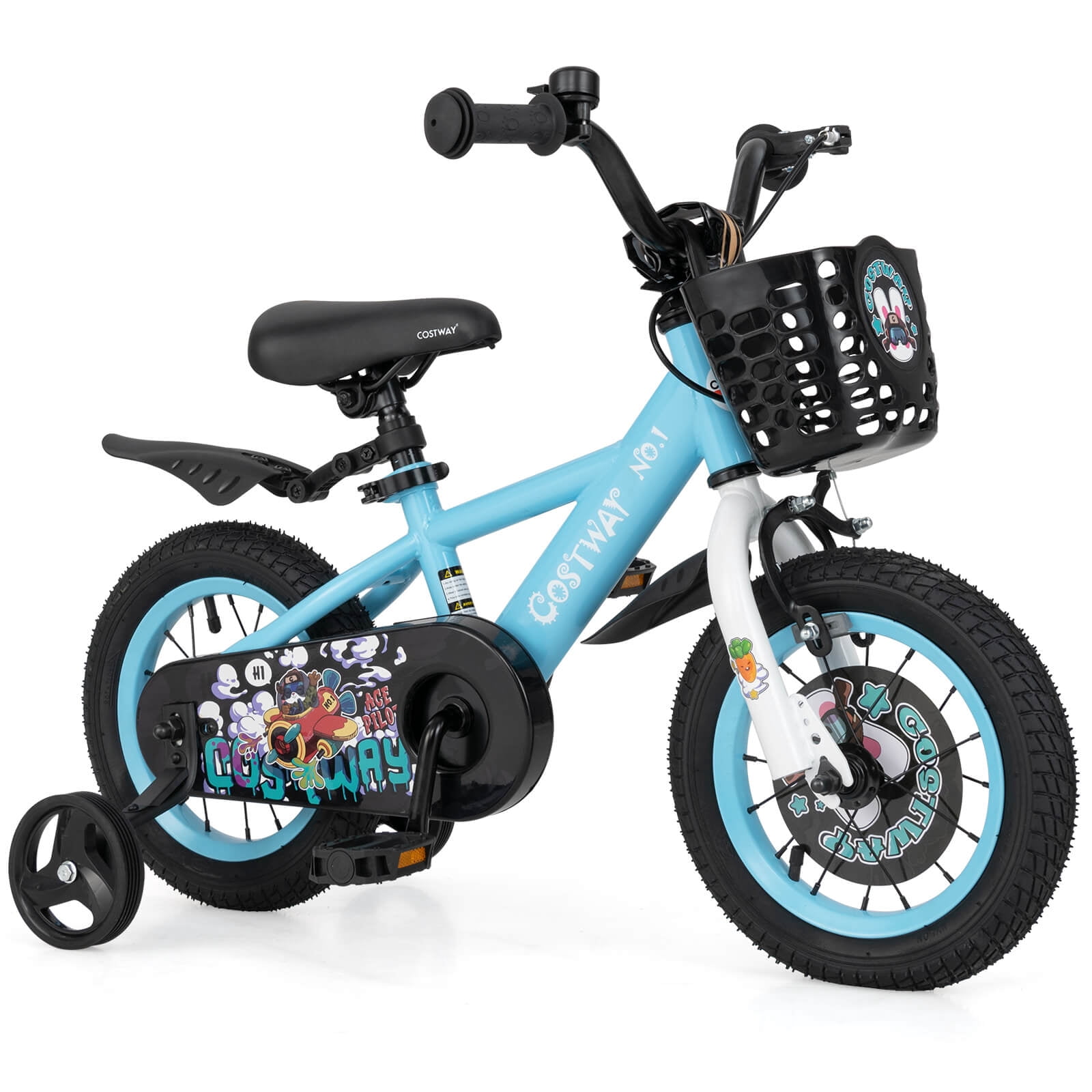 Costway 12" Kid's Bike for 3-4 with Height-Adjustable Handlebar & Saddle Handbrake Blue