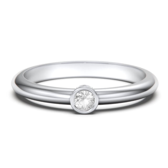 Classic Bezel Set Birthstone Ring - Cubic Zirconia / White Topaz (April)