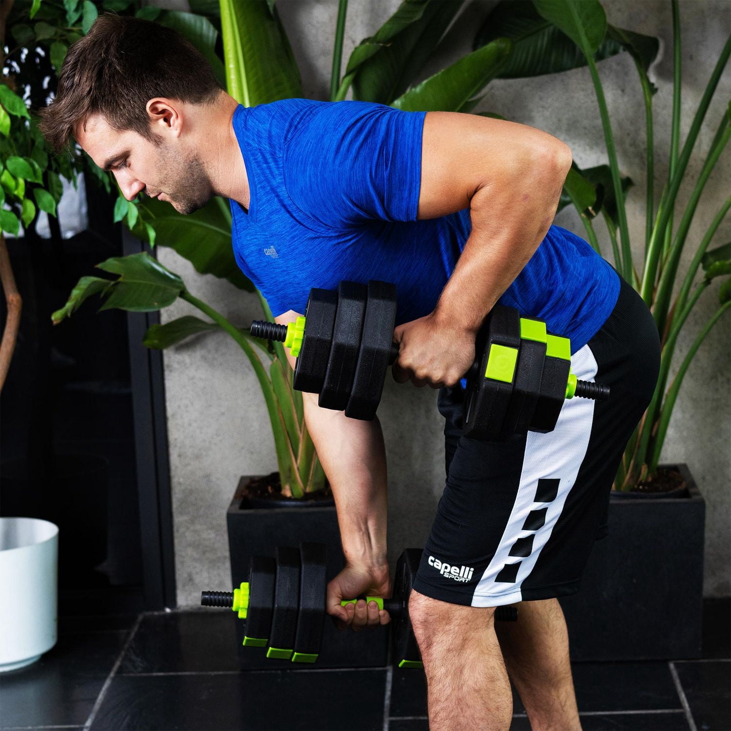 Ensemble d’haltères/poids réglable 40 lb GoZone – Noir/vert