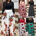 thumbnail image 1 of Summer Flower Dot Print Color Matching Long Sleeve High Waist Women Maxi Dress, 1 of 12
