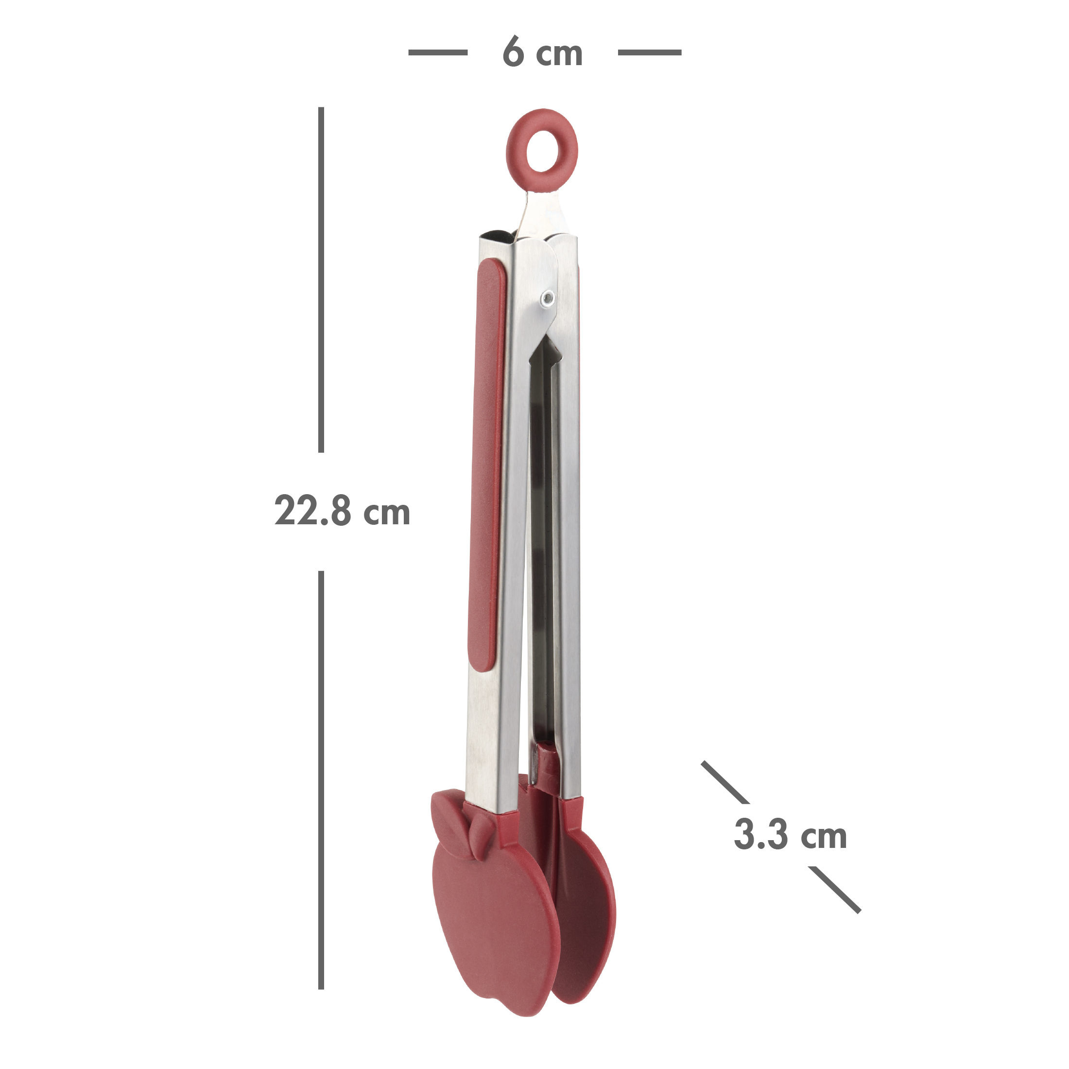Pinces en Acier Inoxidable de cuisine 9” Tout-pour-Célébrer, en forme de Pomme, Rouge