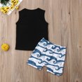 thumbnail image 2 of EYIIYE Baby Summer Sleeveless Letter Print Vest+Wave Print Shorts, 2 of 6