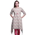 thumbnail image 1 of Bimba Kurti Asymétrique à Imprimé Floral Feuilles Roses et Magnolia pour Femmes Robe d'Été Indienne Tunique XX-Grand, 1 of 6