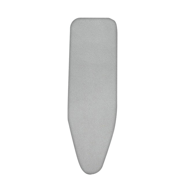Scorch Resistance Ironing Cover designed to resist scorching and staining, shown in a neutral grey colour. Made from eco-friendly cotton with a heat-resistant coating, it fits ironing boards with panel sizes of 47x16 inches. Features elasticized edges and hook-and-loop fasteners for a secure fit. The cover is breathable and distributes heat evenly, ensuring wrinkle-free clothes. Ironing board not included.
