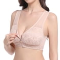 thumbnail image 2 of Womens Sports Bras Solid Color Front Closure Wireless Bra With Air-Flow Mesh Thin Design Plus Size Brassiere Femme Pink 42, 2 of 6