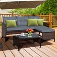 thumbnail image 1 of Gymax Ensemble de Meubles d'Extérieur en Rotin 3 Pcs Ensemble de Canapé de Patio avec Coussin, 1 of 10