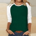 thumbnail image 2 of FNFYFH Chandails Raglan pour Femmes Chic Manches 3/4 T-Shirt de Baseball Tunique Col Ras du Cou T-Shirt à Blocs de Couleur Été Tendance Manches 3/4 Hauts Mignons Décontractés Coupe Ample Haut Respirant Prime Day Liquidation, 2 of 3