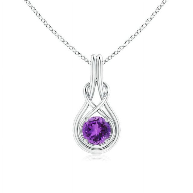 Angara Collier en Améthyste Naturelle - Pendentif Solitaire en Améthyste Ronde Nœud Infini en Platine pour Femmes