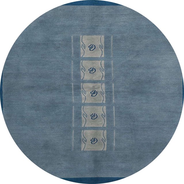 Ahgly Company Tapis d'Intérieur Ronds Abstraits Bleu Cadet Vert Abstraits pour Aire, 3 Pieds Rond