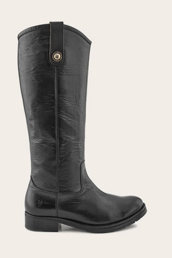 Frye Women MELISSA DOUBLE SOLE BUTTON LUG BLACK/WAXY BURNISHED LEATHER FLAT