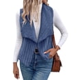 thumbnail image 2 of Gilet Sans Manches en Peluche Simple et Décontracté pour Femmes Automne et Hiver, Cardigan Bleu M, 2 of 10