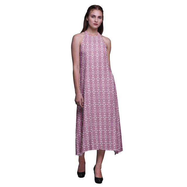 Bimba Robe Dos Nu Teinture sur Nœuds d'Été pour Fête, Col Licou, Tenue de Plage pour Femmes - Medium