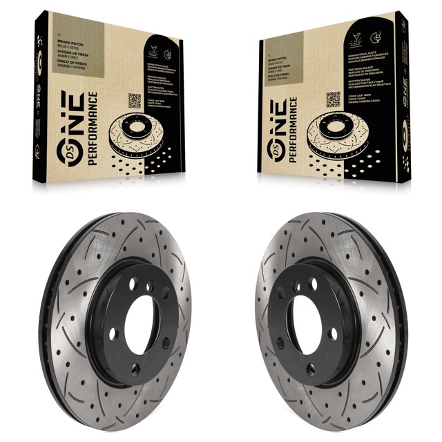 DS-One Front Coated Drilled Slotted Disc Brake Rotors Pair for Car Mini Cooper Countryman Paceman KD-100449