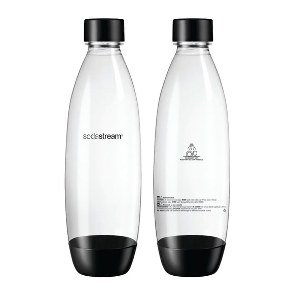 SodaStream 1L Fuse Black Bottles, 2pk, Black