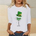 thumbnail image 1 of T-Shirt Ample à Manches Trois-Quarts et Col Rond Imprimé pour la Saint-Patrick pour Femmes, 1 of 6