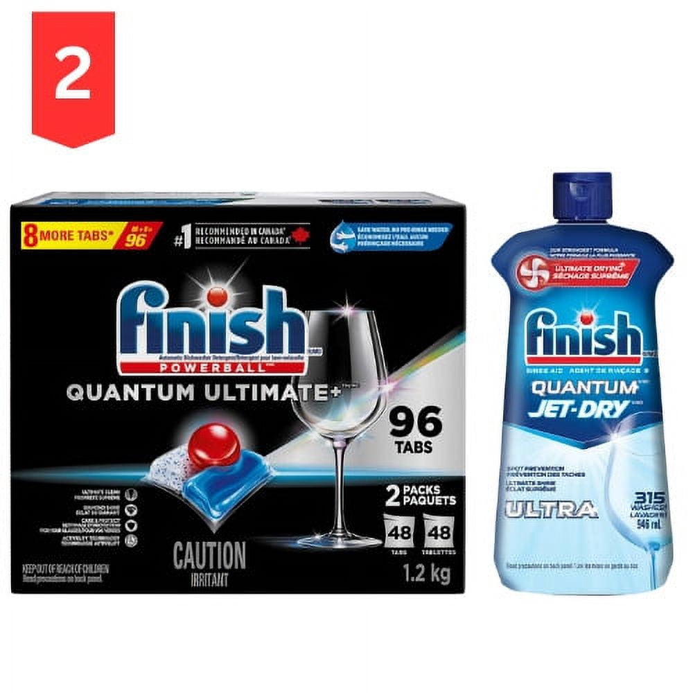 Finish Quantum Ultimate+ Dishwasher Detergent, 96 Tablets + Finish Rinse Agent 315 Washes