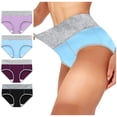 thumbnail image 2 of RKSTN 4Pc Womens Boxer Briefs High Waist Full Coverage Briefs Soft Breathable Postpartum Panties Patchwork Color Stretch Underpants, 2 of 9