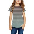 thumbnail image 1 of WRKEKC T-Shirts pour Filles, Hauts d'Été pour Filles, T-Shirts d'Été Décontractés pour Filles à Col Rond avec Imprimé Rayé Dégradé, Manches Courtes Tendance et Respirants, 1 of 4