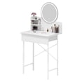 thumbnail image 3 of Visland Coiffeuse avec Miroir Éclairé à DEL, Table de Maquillage avec 1 Tiroir et 2 Étagères Ouvertes, Table de Toilette pour Chambre, 3 Modes de Luminosité Réglables, 3 of 10