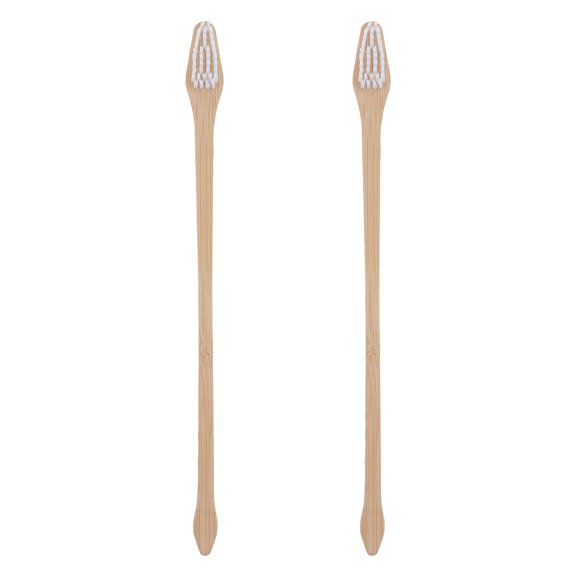 KAKOWELY 2 Pcs Brosses à Dents en Bambou pour Chien Brosse à Dents Double Tête pour Animal Outil de Soins Personnels pour Chat,8.66"X1.18"X0.79 Pouces