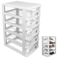 thumbnail image 3 of Shisuyan Multifunctional Five-layer Desktop Storage Cabinet Plastic Drawer Type Closet Portable Storage Case Organizer Sundries Holder (White and Transparent), 3 of 8