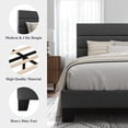 thumbnail image 3 of Allewie Queen Size Platform Bed Frame with Fabric Upholstered Headboard, Dark Grey, 3 of 7