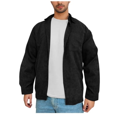 Jalioing Veste en Velours Côtelé pour Homme à Manches Longues, Fermeture Éclair Intégrale, Veste à Col avec Poche, Manteau Vintage Mode