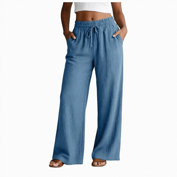 Gubotare Track Pants Women Baggy Women's Straight Leg Sweatpants Fleece Lined Lounge Pants (Light Blue,XXXL)
