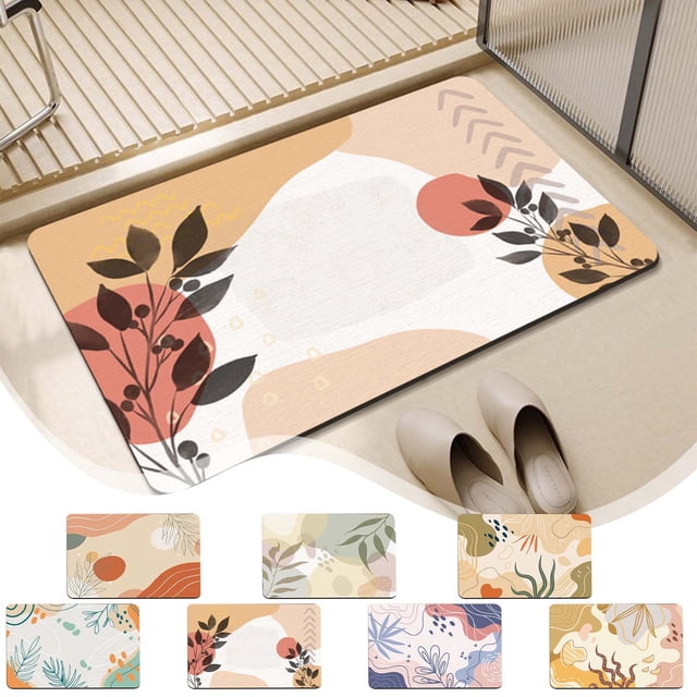 Iumwxz Bathroom Mat Diatomite Bathroom Water-Absorbent Floor Mats Bathroom Doorway Non-Slip Foot Mats Sink Toilet-Drying Floor Mats Floor Mat Bathroom Rug Multicolor Polyester